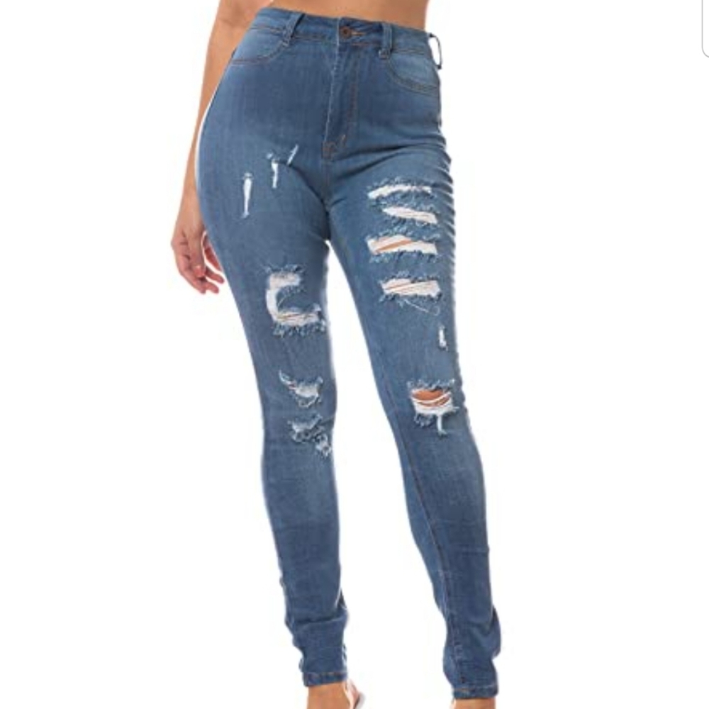 AP Blue By Aphrodite Distress Hi Rise 2x
